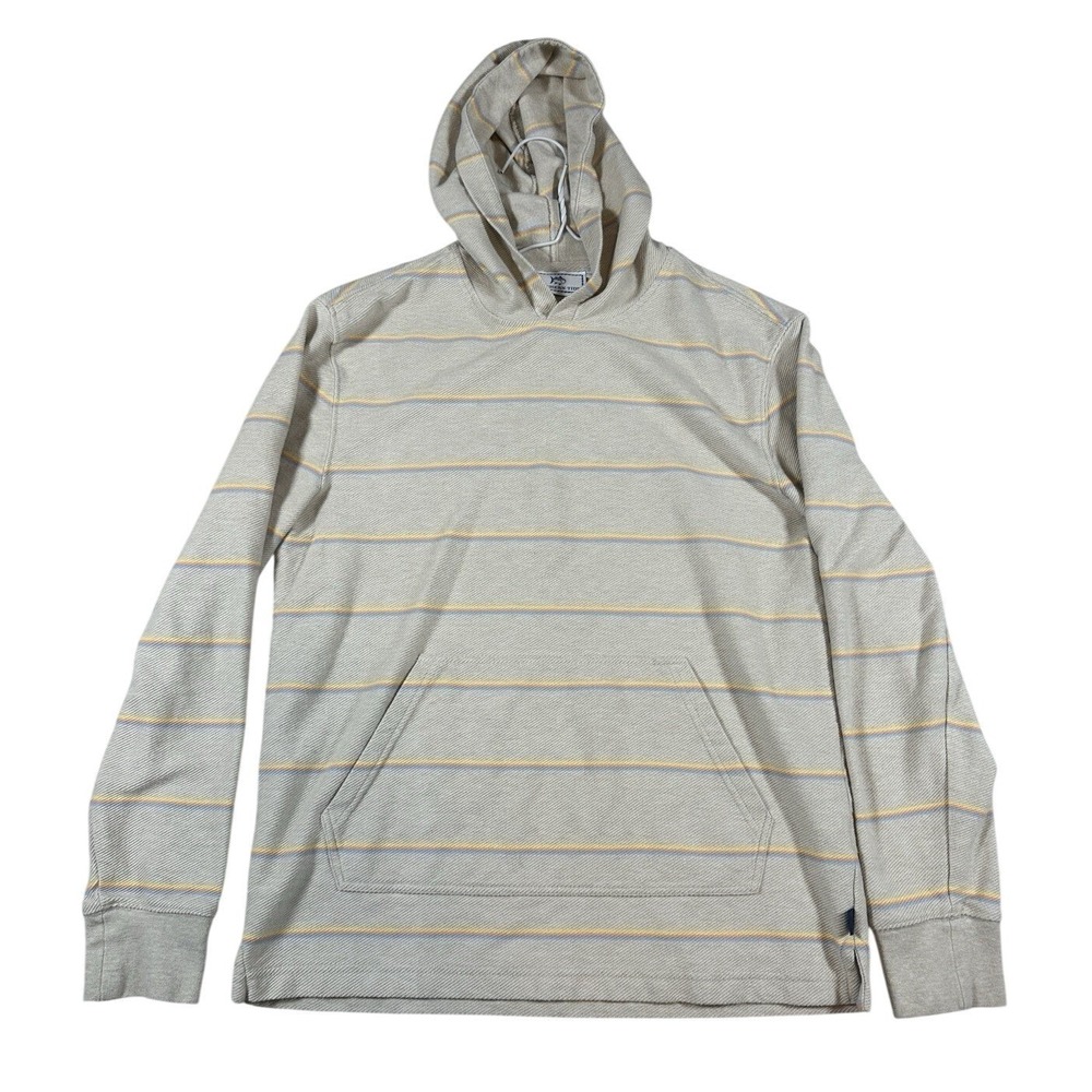Southern Tide Mens Small Striped Pullover Hoodie Oatmeal Multi Color Coastal‎